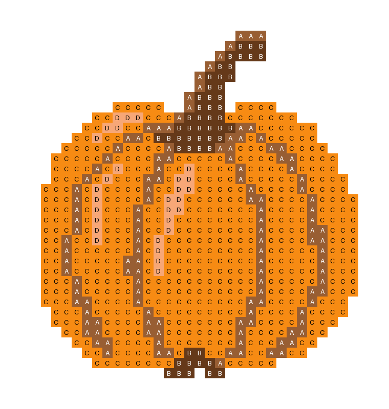 Cross-stitch chart of an orange pumpkin